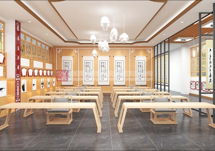 成都外國語學(xué)校攀枝花校區(qū)陽光書吧及國學(xué)堂、毛筆硬筆書法室空間打造設(shè)計、施工一體化項目
